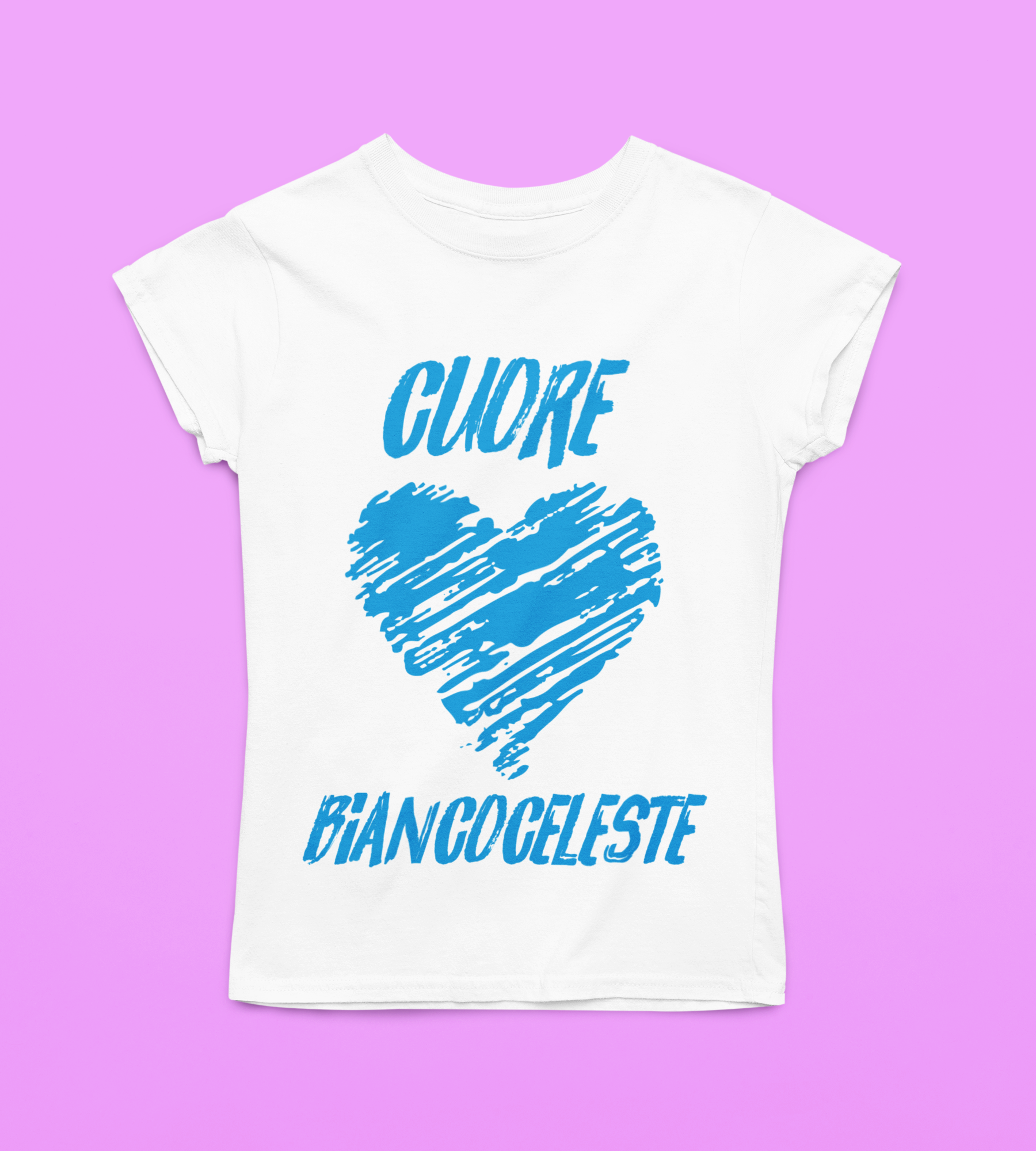 T-Shirt Divertente Donna Con Stampa Cuore Biancoceleste