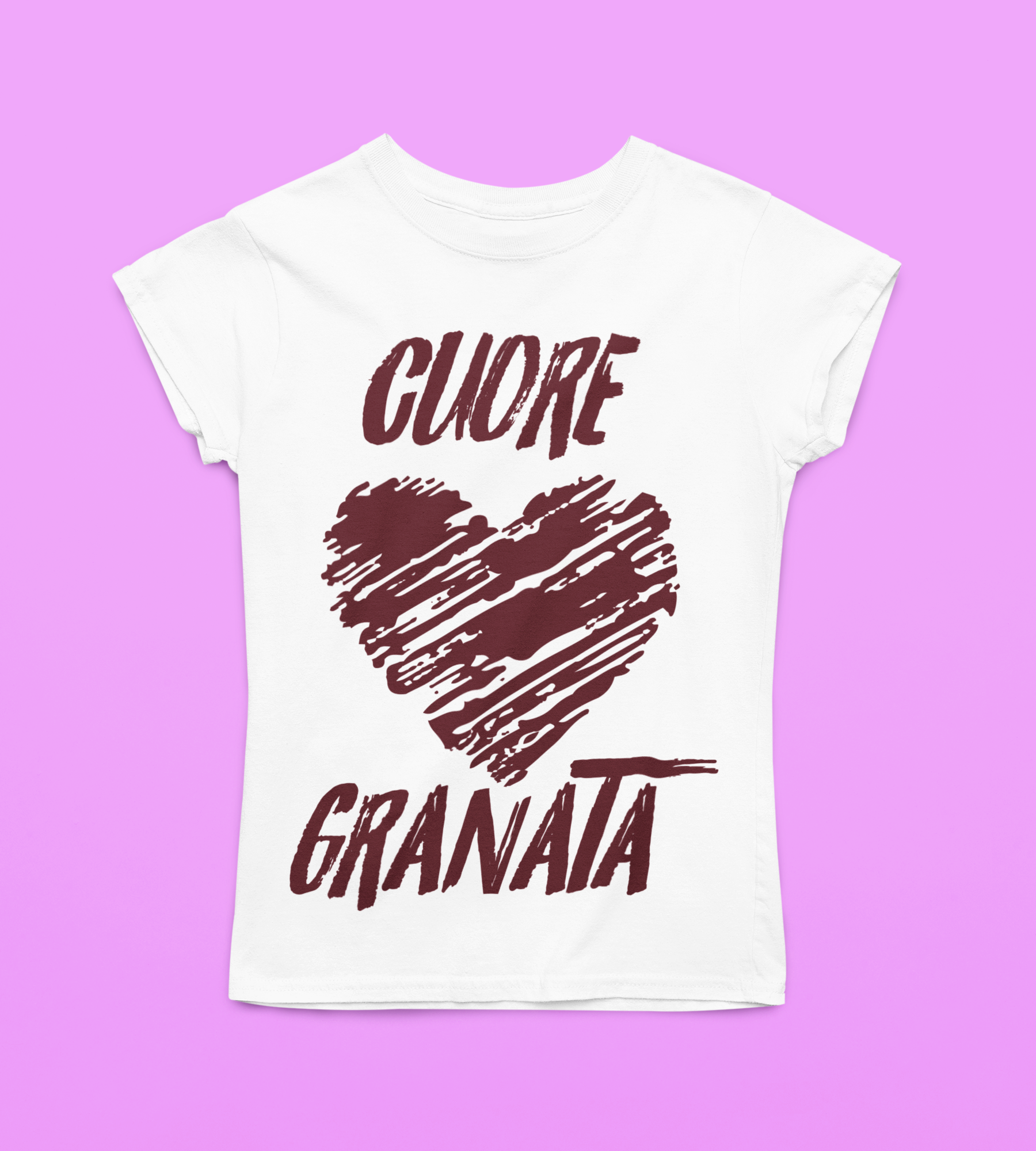 T-Shirt Divertente Donna Con Stampa Cuore Granata