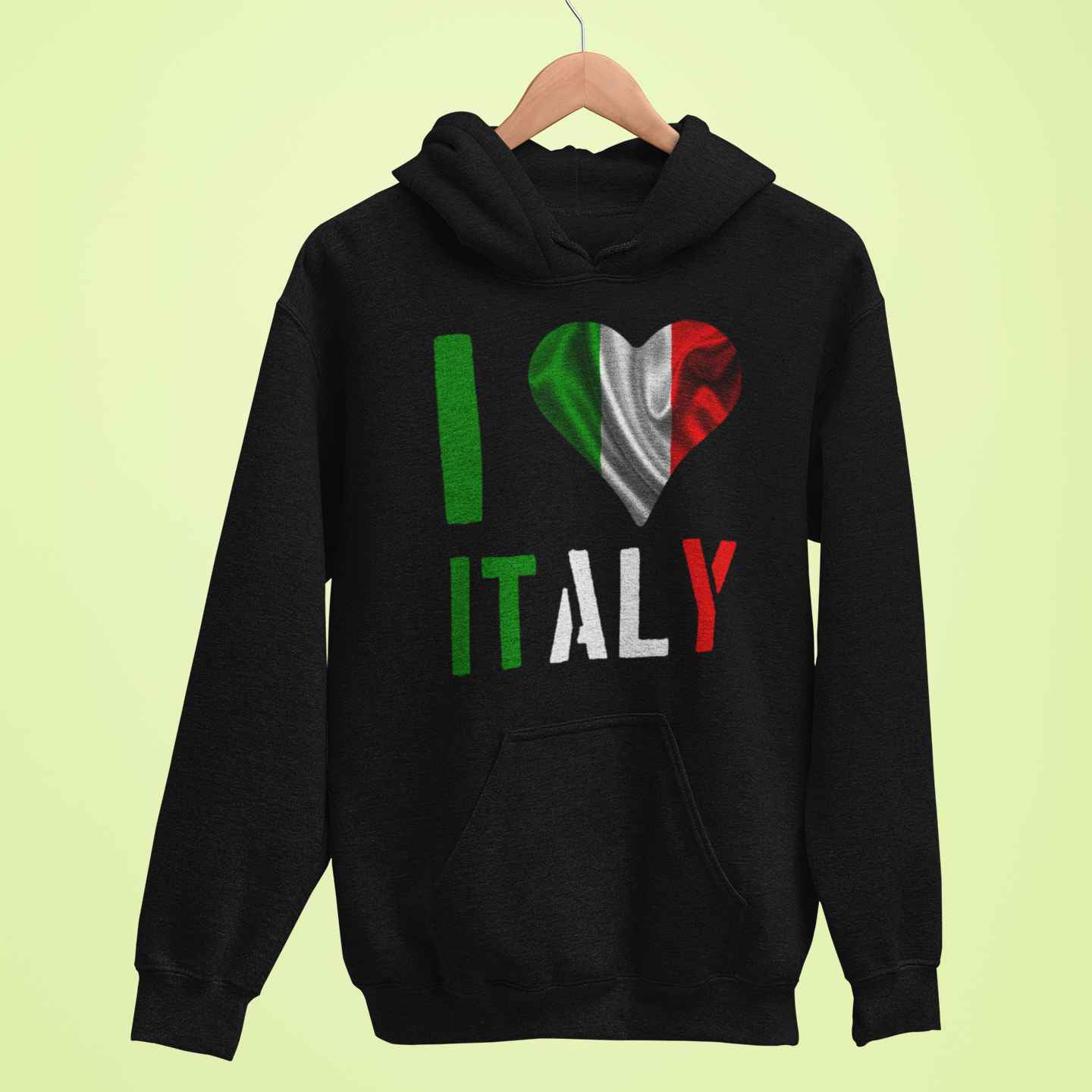 Felpa Con Cappuccio Divertente Unisex Con Stampa I Love Italy